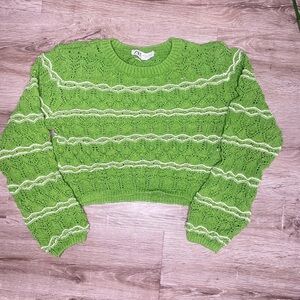 Festive Zara knit sweater, bright green